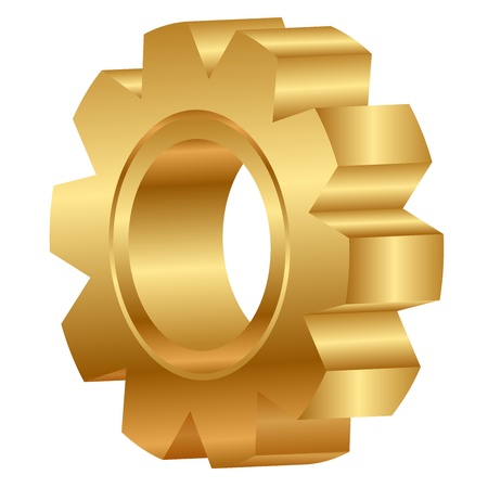 3d illustration of golden cog wheelのイラスト素材