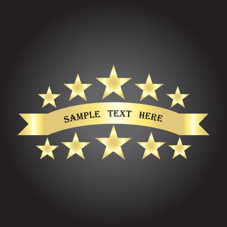 Vector background with gold ribbon and starsのイラスト素材