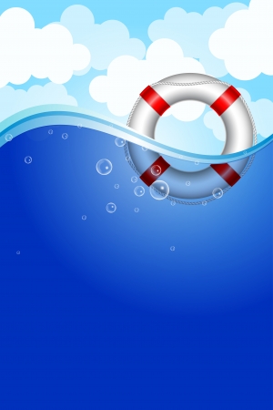 Vector illustration of Life Buoy in waterのイラスト素材