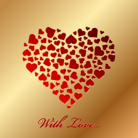  With love  - gold card with heartsのイラスト素材