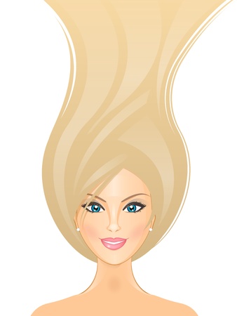 illustration of beautiful girl with long blond hairのイラスト素材