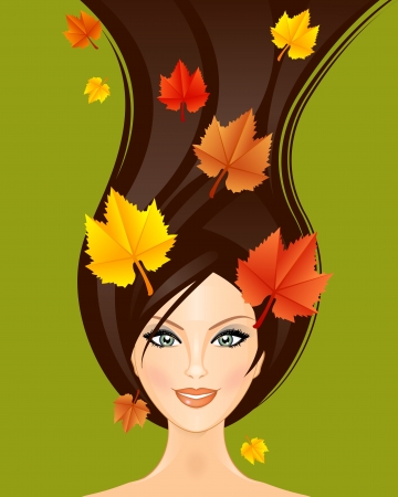 illustration of autumn womanのイラスト素材