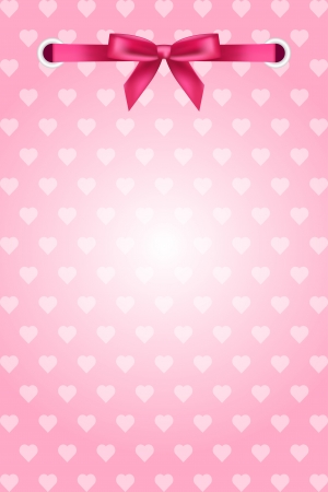 pink background with hearts and ribbonのイラスト素材