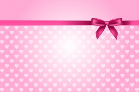 pink background with hearts pattern and bowのイラスト素材