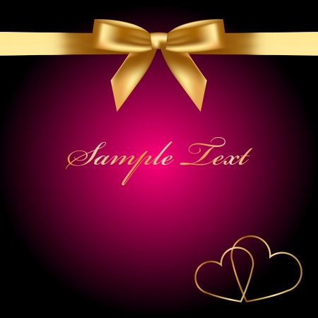  pink background with gold hearts and bowのイラスト素材
