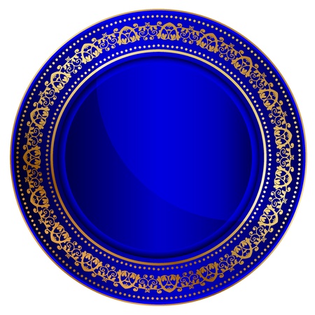 Vector illustration of blue oriental trayのイラスト素材