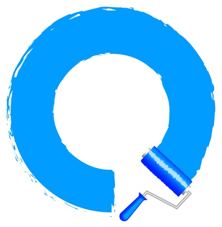 Vector frame with paint roller - blueのイラスト素材