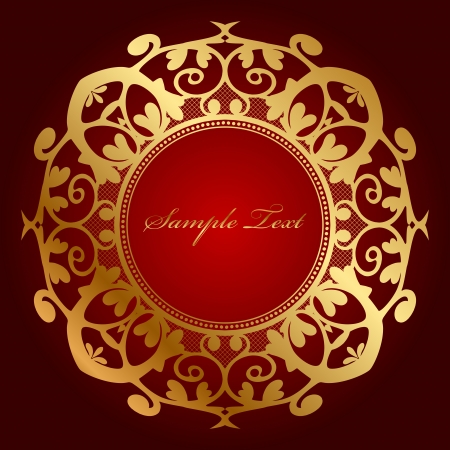 red background with gold ornamentのイラスト素材
