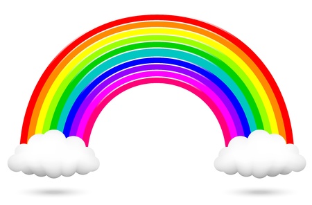 Vector illustration of colorful rainbow and cloudsのイラスト素材