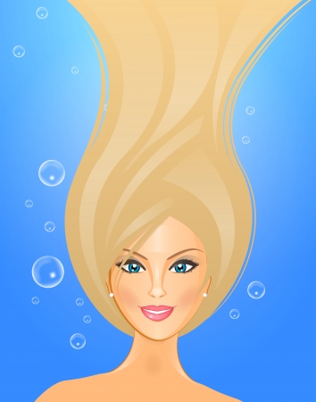Vector illustration of girl underwaterのイラスト素材