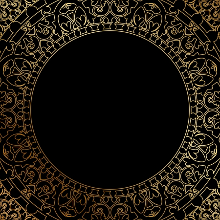 Vector oriental ornament on black backgroundのイラスト素材