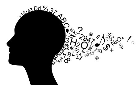 illustration of head with a lot of informationのイラスト素材