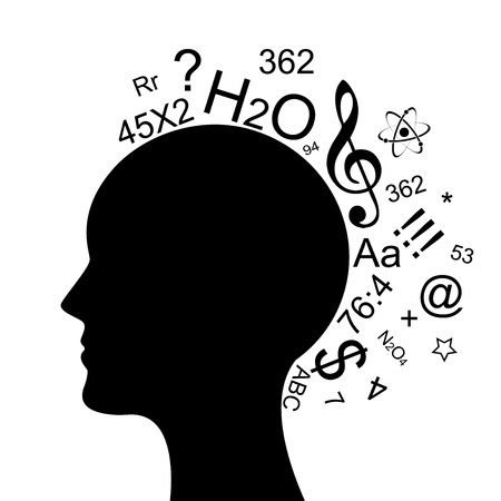  illustration of head with a lot of informationのイラスト素材