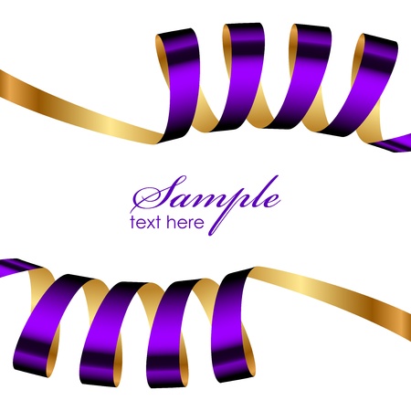 purple and gold ribbon frameのイラスト素材