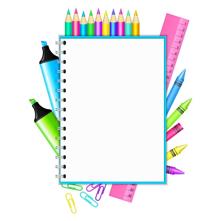  Back to school   frame with colorful stationeryのイラスト素材