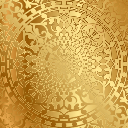 Vector gold background with oriental decorationのイラスト素材