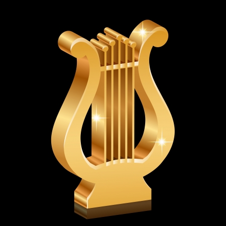 Vector illustration of gold shiny lyreのイラスト素材