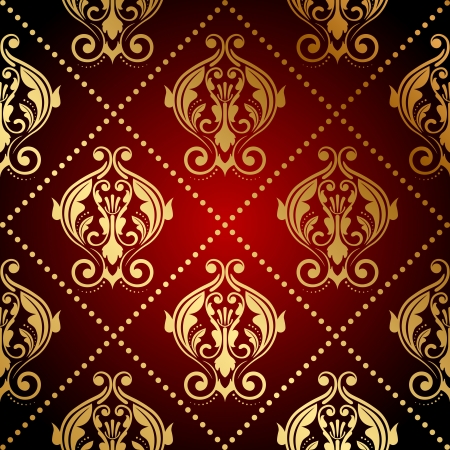 Vector red and gold ornate wallpaperのイラスト素材