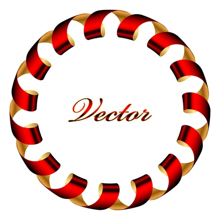 Vector red and gold ribbon frameのイラスト素材