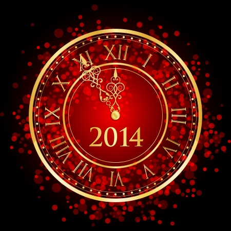 Vector illustration of red and gold New Year clockのイラスト素材