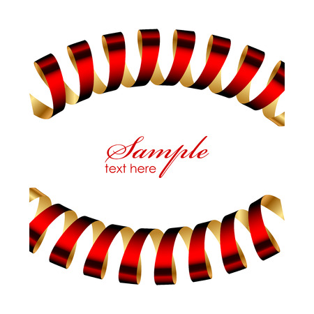 Vector red and gold ribbon frameのイラスト素材