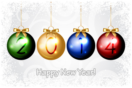 Vector 2014 Happy New Year background with colorful christmas decorationsのイラスト素材