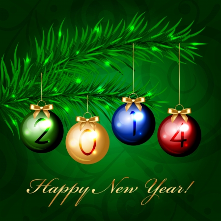 2014 - Vector christmas tree with colorful decorationsのイラスト素材