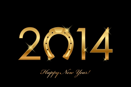 Vector 2014 background with gold horseshoe for good luck  year of the horse のイラスト素材