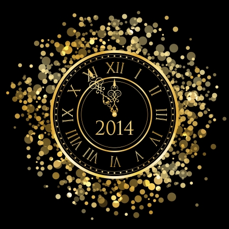 2014 - Vector shiny New Year Clockのイラスト素材
