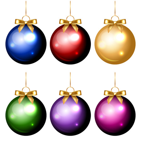 Vector set of shiny colorful christmas decorationsのイラスト素材