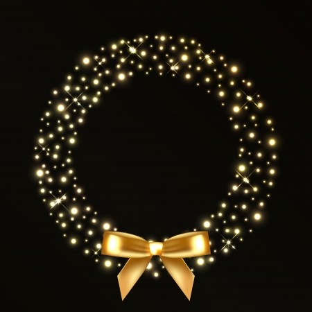 Vector illustration of christmas wreath from gold lightsのイラスト素材