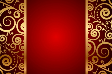 Vector red background with gold ornamentsのイラスト素材