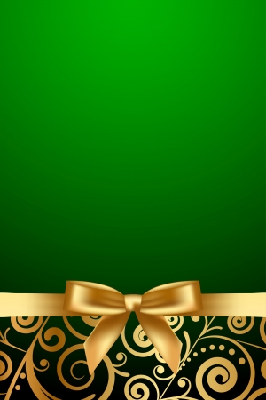 Vector green luxury frame with gold ribbonのイラスト素材