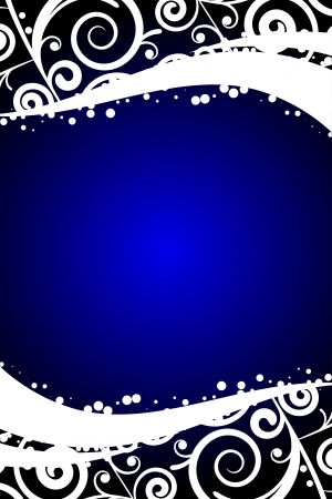 Vector blue frame with snow and floral ornamentsのイラスト素材