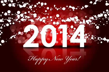 2014 - Happy New Year red background with snowのイラスト素材