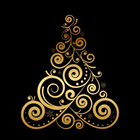 Vector floral christmas treeのイラスト素材