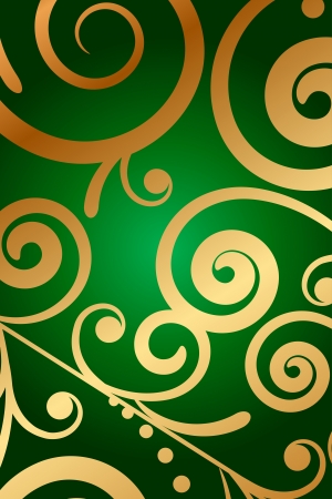Vector green background with floral ornamentのイラスト素材