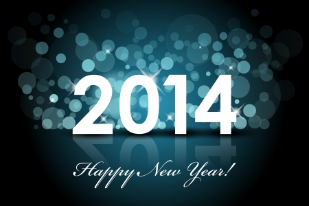 Vector 2014 - Happy New Year blue background with snowのイラスト素材
