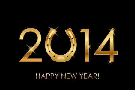 Vector 2014 background with gold horseshoe for good luck  year of the horse のイラスト素材