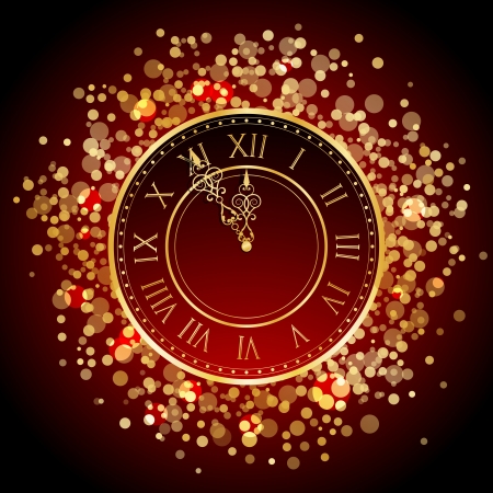 Vector red and gold New Year clockのイラスト素材