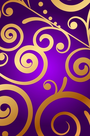 Vector purple background with gold ornamentのイラスト素材