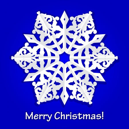 Vector Merry Christmas background with paper snowflakeのイラスト素材