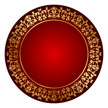 Vector red frame with gold ornamentのイラスト素材