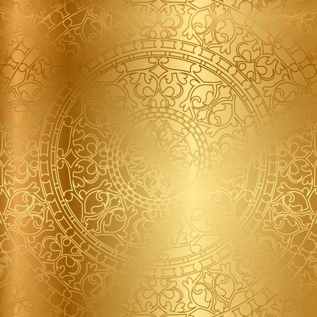 Vector gold background with floral decorationのイラスト素材