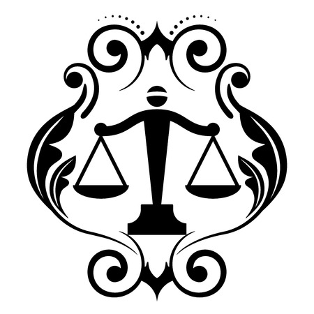Vector floral icon with justice scalesのイラスト素材