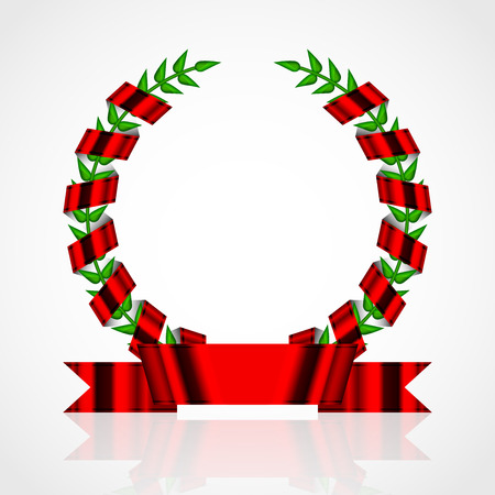 Vector laurel wreath with red ribbonのイラスト素材