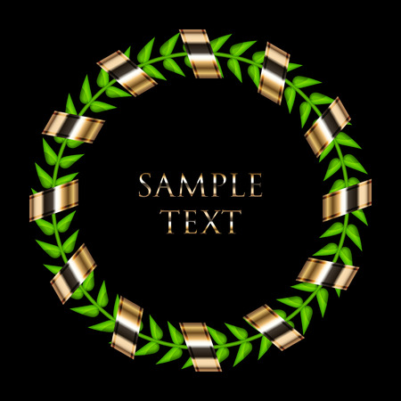 Vector laurel wreath with gold ribbonのイラスト素材