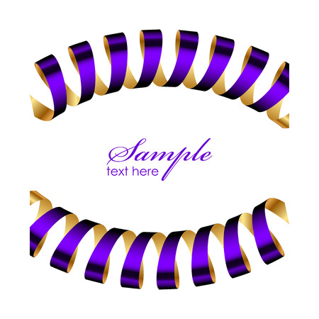 Vector purple and gold ribbon frameのイラスト素材