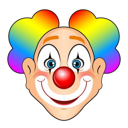 illustration of smiling clown with colorful hairのイラスト素材