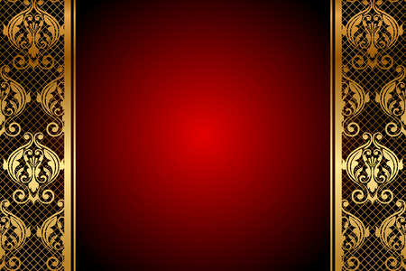 Vector red background with gold ornamentのイラスト素材